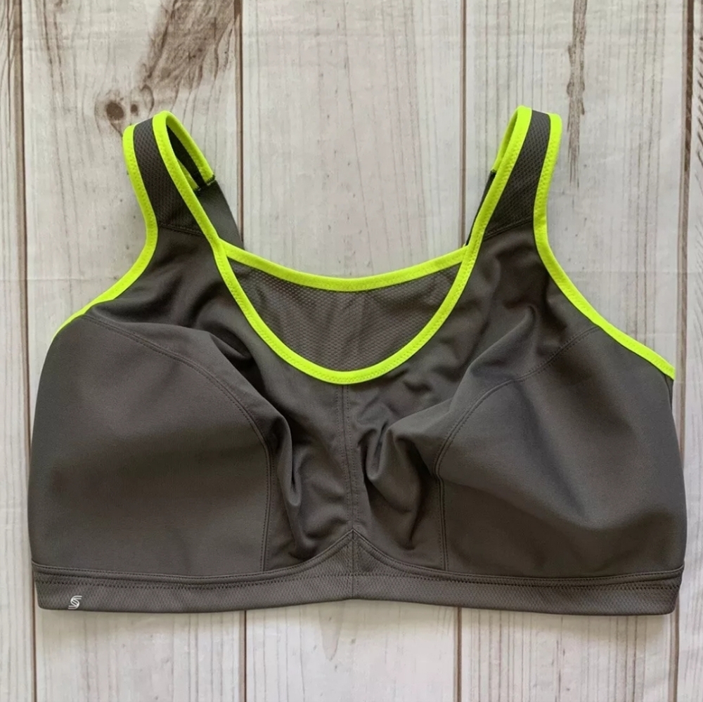 Glamorise Sports Bra Size 50DD Full Figure No Bounce Camisole Wireless Gray 1066